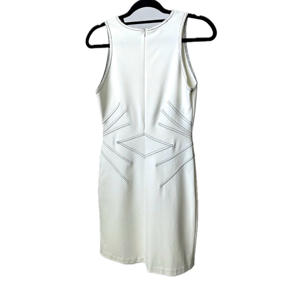 VINTAGE 90s BRUNO DULUC Sexy Cocktail Dress Contrast Stitch Design in Cream/ S - Picture 2 of 8